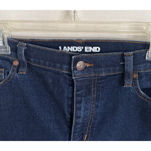 Lands' End Womens Size 14 Curvy Mid Rise Straight Leg Dark Blue Denim Jeans - Picture 4 of 15